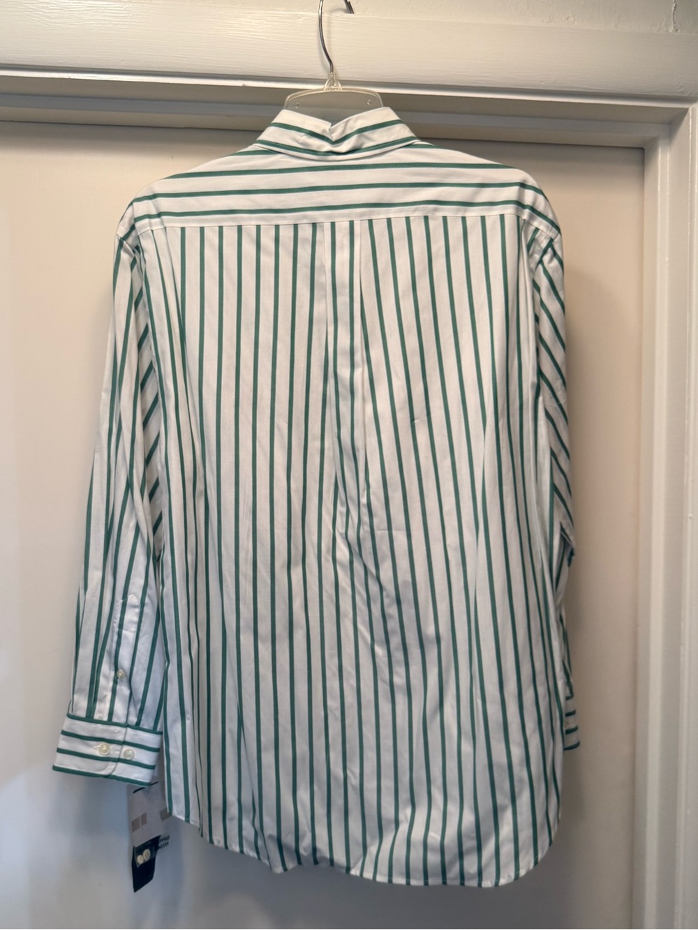 Lauren Ralph Lauren White Shirt with Green Vertical Stripes - Picture 5 of 5